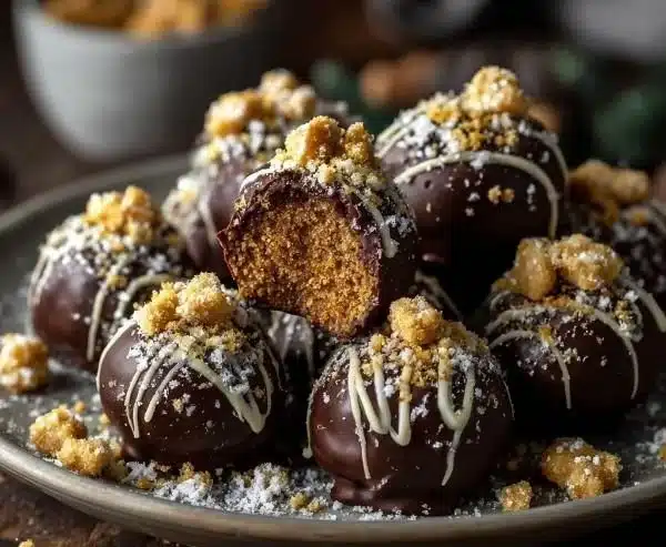 Decadent spiced gingerbread truffles coated in creamy chocolate