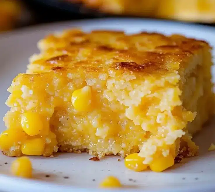 Delicious cornbread casserole served as a flavorful side dish.