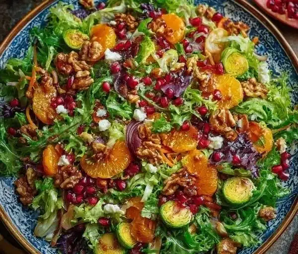 Festive Crunchy Christmas Salad with vibrant citrus vinaigrette dressing