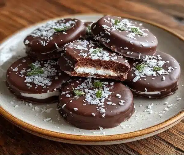 Delicious homemade peppermint patties on a plate