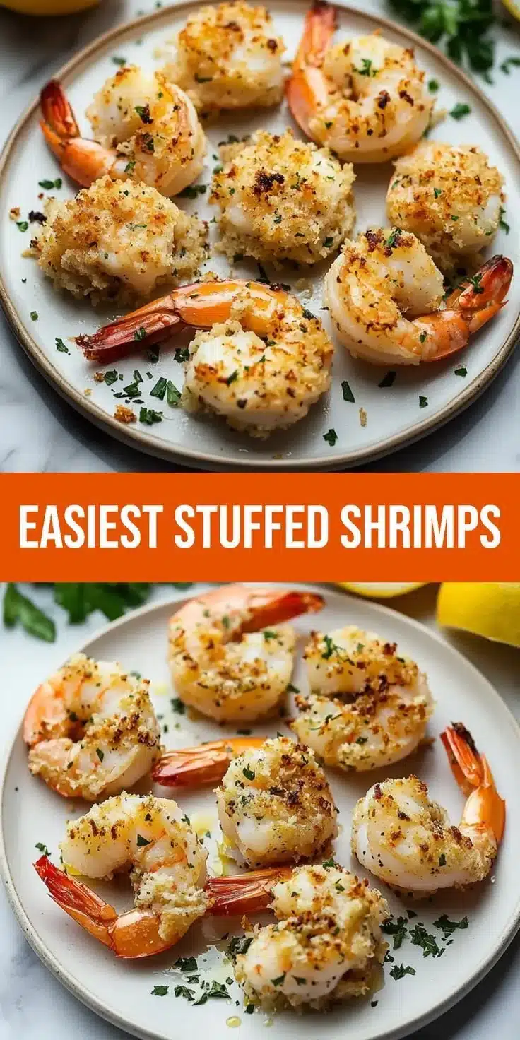 Plate of irresistibly delicious stuffed shrimps ready for celebration