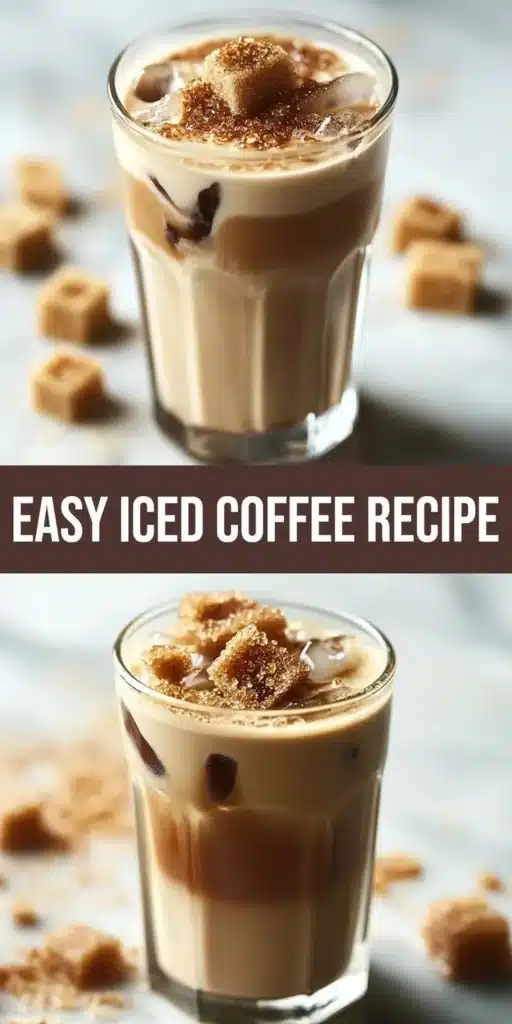Delicious brown sugar vanilla iced coffee in a glass with ice and cream