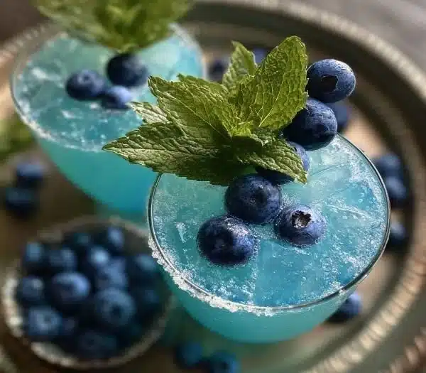 Jack Frost Mimosa cocktail with sparkling wine and winter fruit garnish