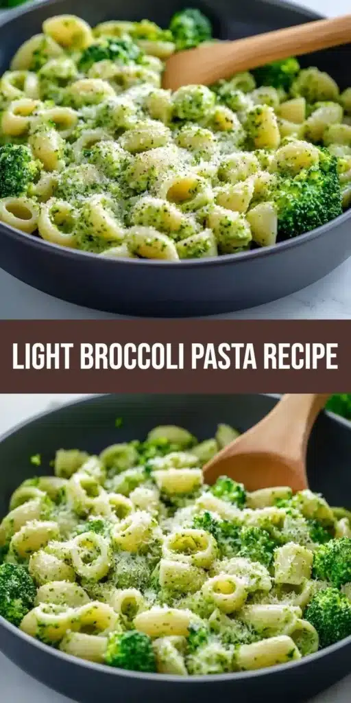 Light and healthy broccoli pasta dish with fresh ingredients