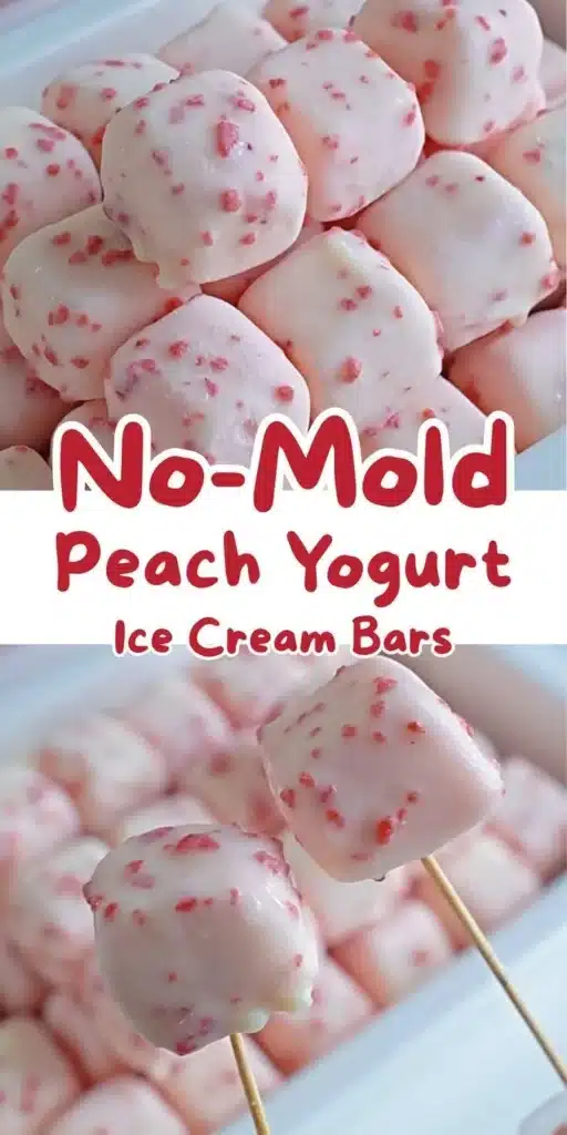 No-Mold Peach Yogurt Ice Cream Bars on a summer day