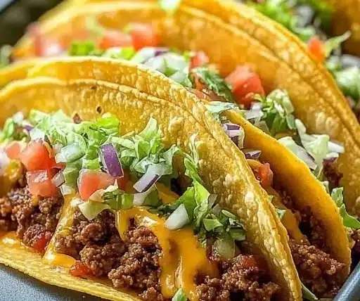 Oven-baked cheesy tacos served on a plate, crispy and delicious.