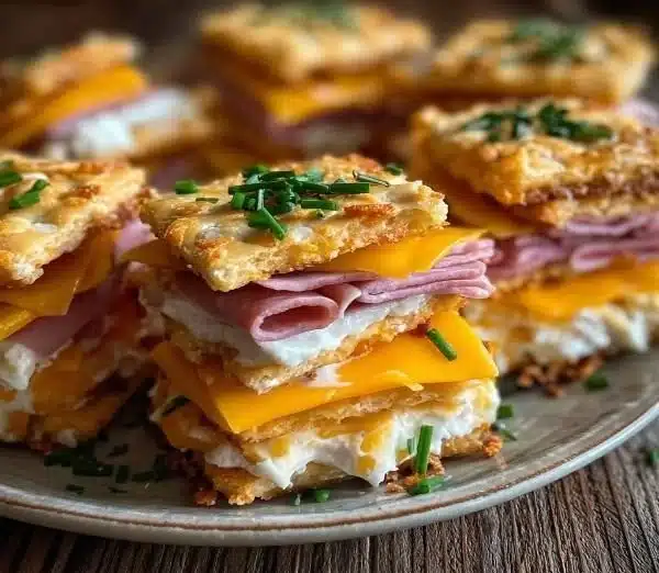Ritz Cracker Party Sandwiches served on a platter with various fillings