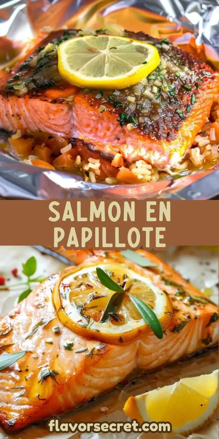 Salmon fillet cooked in parchment with citrus butter, showcasing a flavorful healthy dish.