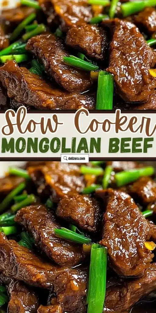 Savory slow cooker Mongolian beef served with vegetables on a plate