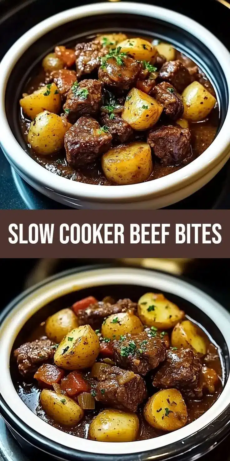 Slow Cooker Garlic Butter Beef Bites with Potatoes dish