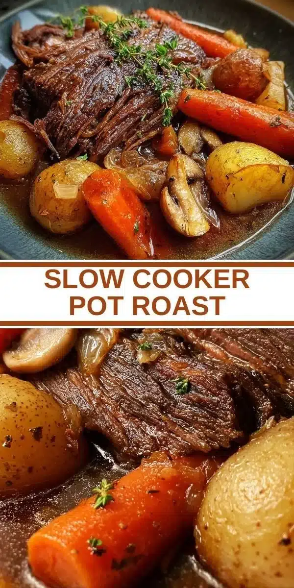 Delicious slow cooker pot roast served with vegetables