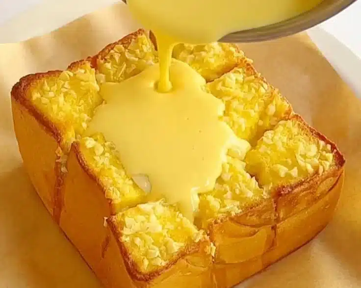 Crispy garlic cheese toast served on a plate, garnished with parsley.