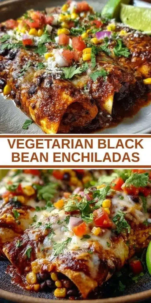 Delicious vegetarian black bean enchiladas topped with sauce and cheese