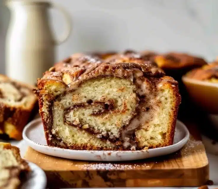 Cozy cinnamon swirl yogurt bread fresh out of the oven