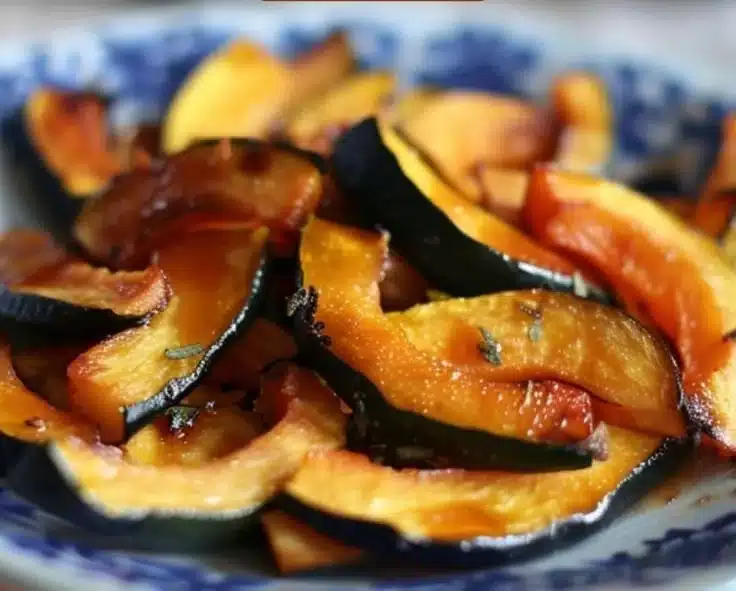 Maple Miso Roasted Winter Squash Platter served on a rustic table