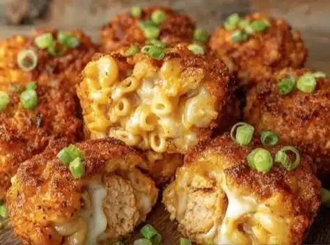 Delicious Super Bowl chicken mac bites served on a platter.