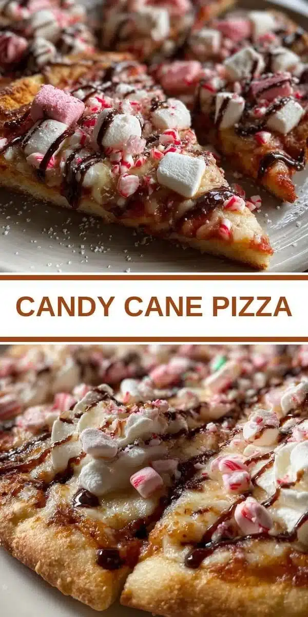 Delicious Candy Cane Pizza topped with peppermint and festive decorations