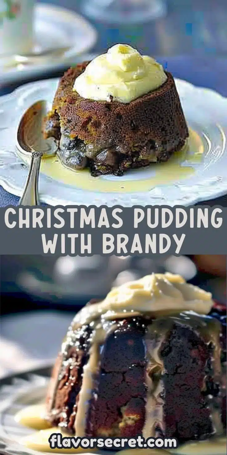 Delicious Christmas pudding served with creamy brandy butter.