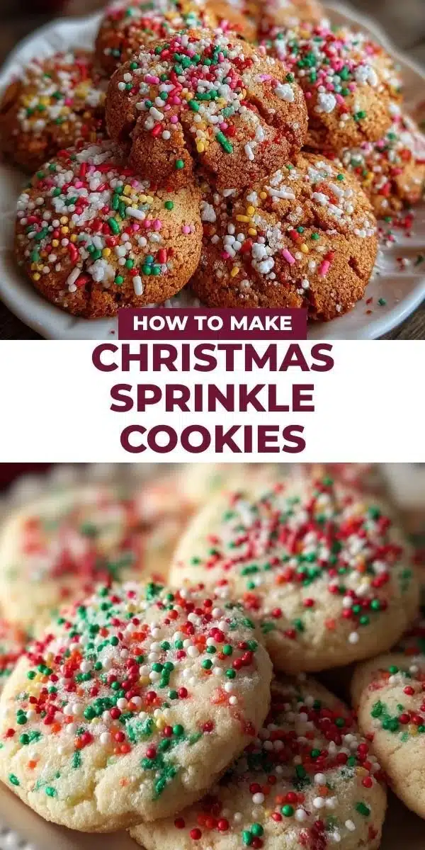 Colorful Christmas sprinkle cookies on a festive plate