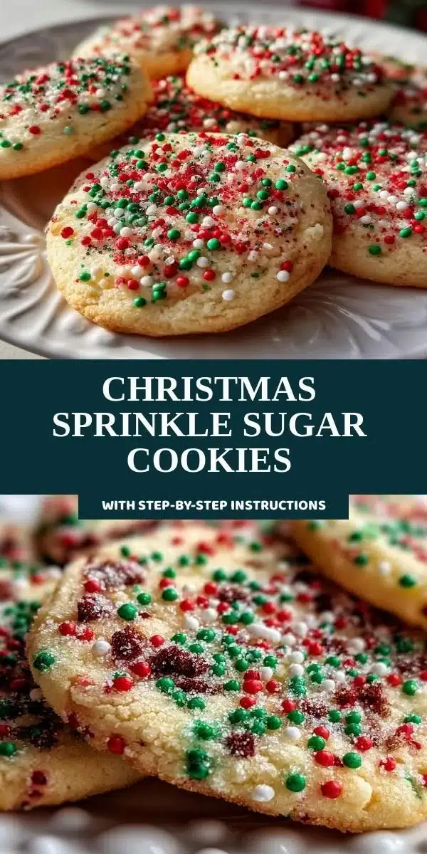 Delicious Christmas Sprinkle Sugar Cookies decorated with colorful sprinkles