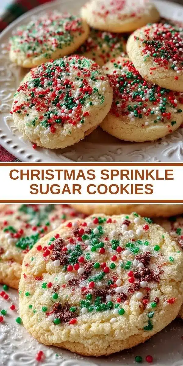 A plate of colorful Christmas sprinkle sugar cookies decorated for the holidays.