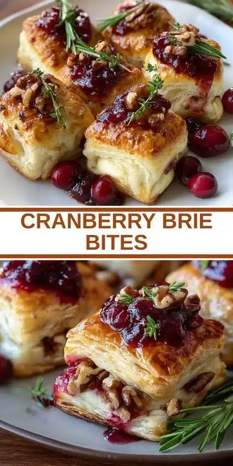 Delicious homemade Cranberry Brie Bites served on a plate