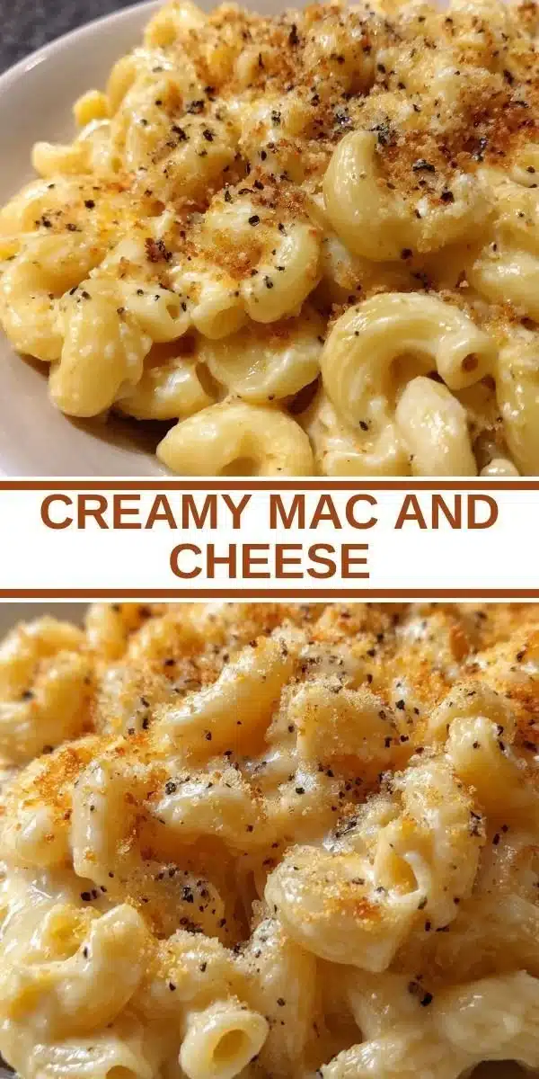A delicious bowl of creamy mac and cheese topped with melted cheese and breadcrumbs