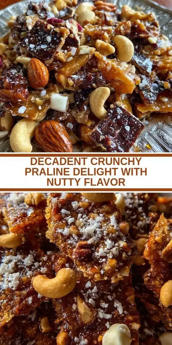 Decadent crunchy praline delight dessert with nutty flavor.