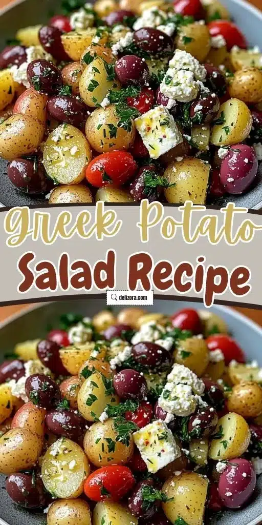 Fresh Greek potato salad with herbs and vegetables for summer gatherings
