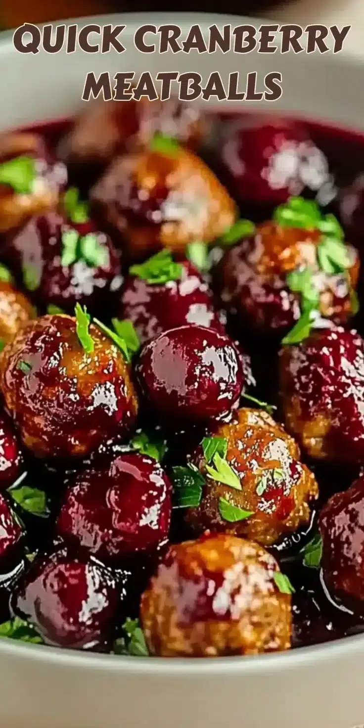 Plate of delicious Christmas cranberry meatballs for holiday gatherings