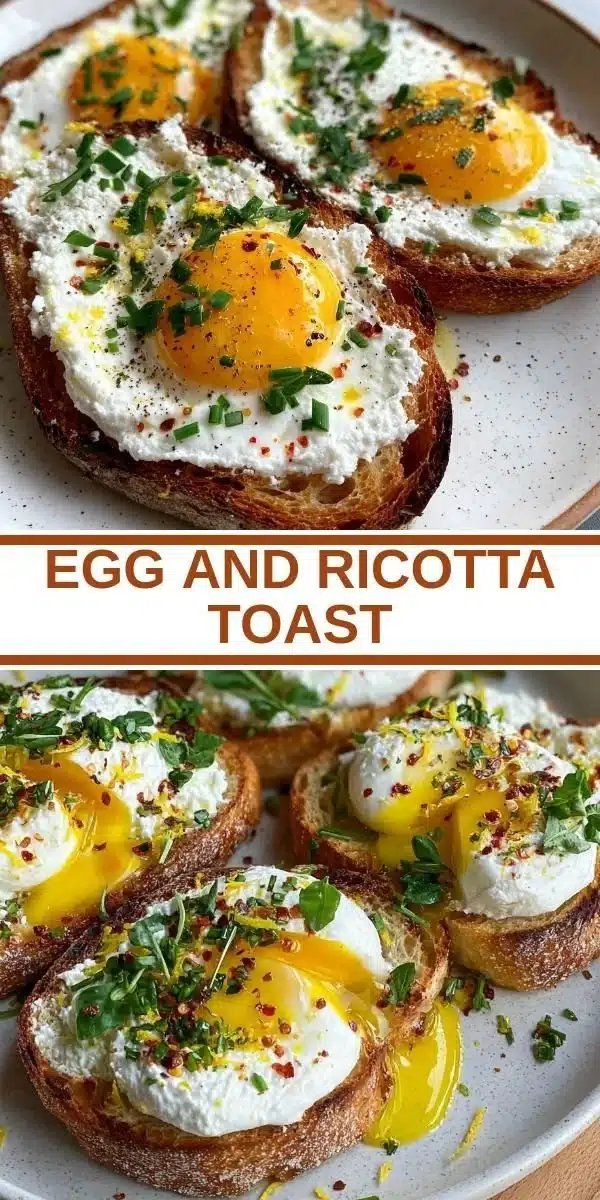 Delicious Egg And Ricotta Toast topped with herbs and spices