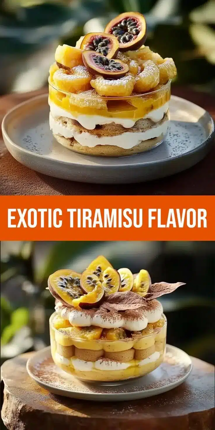 Delicious Tiramisu Mango Passionfruit dessert showcasing tropical flavors