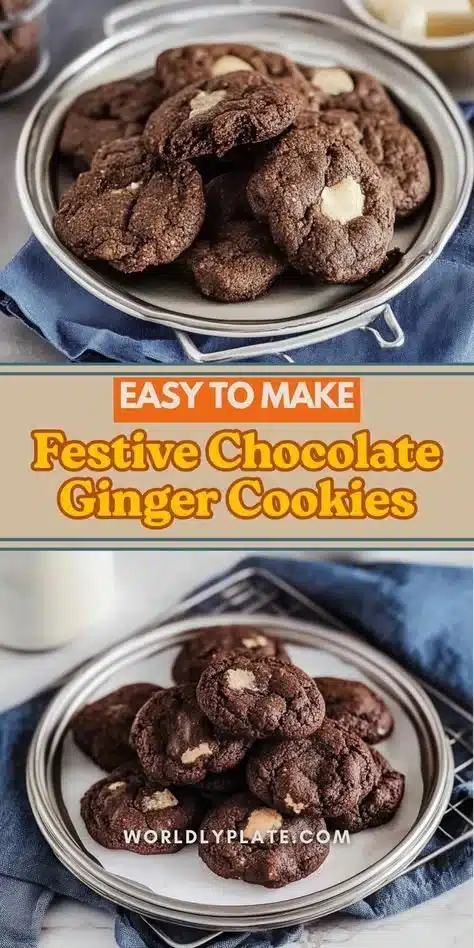 A batch of festive Chocolate Ginger Cookies with a rich, spicy flavor.