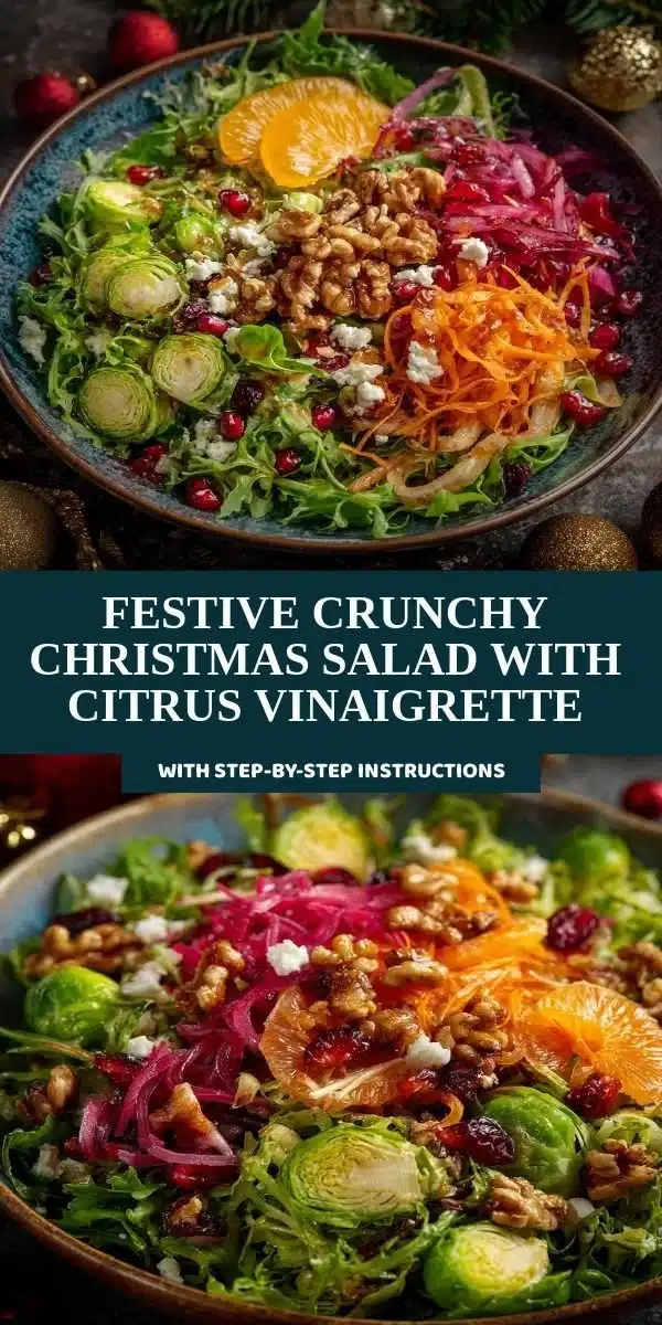 Festive Crunchy Christmas Salad with vibrant colors and citrus vinaigrette dressing