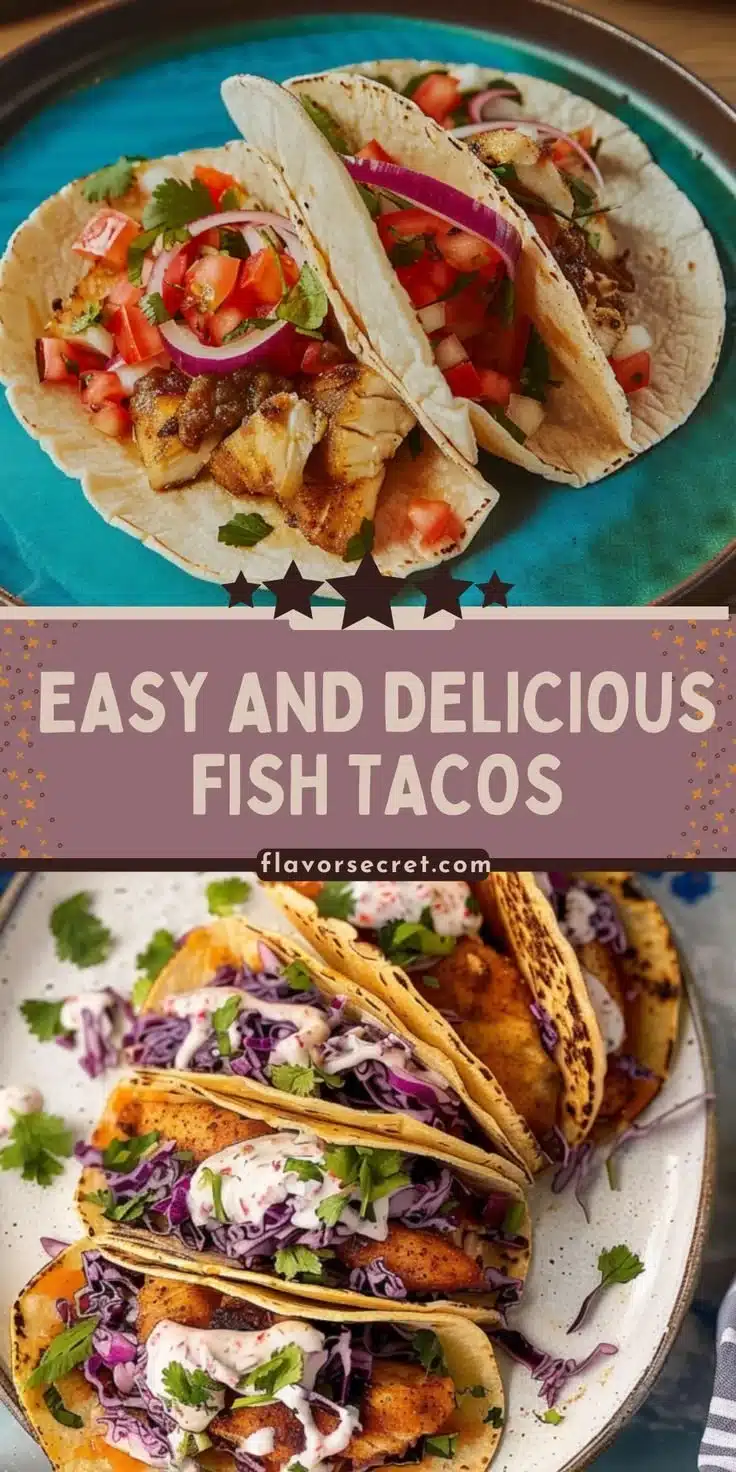 Delicious fish tacos topped with fresh vegetables and sauce