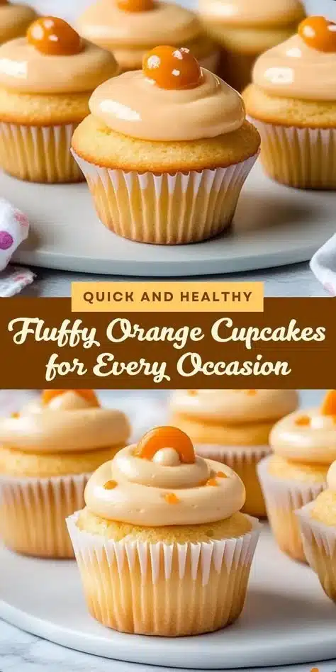 Fluffy orange cupcakes topped with creamy frosting and orange zest