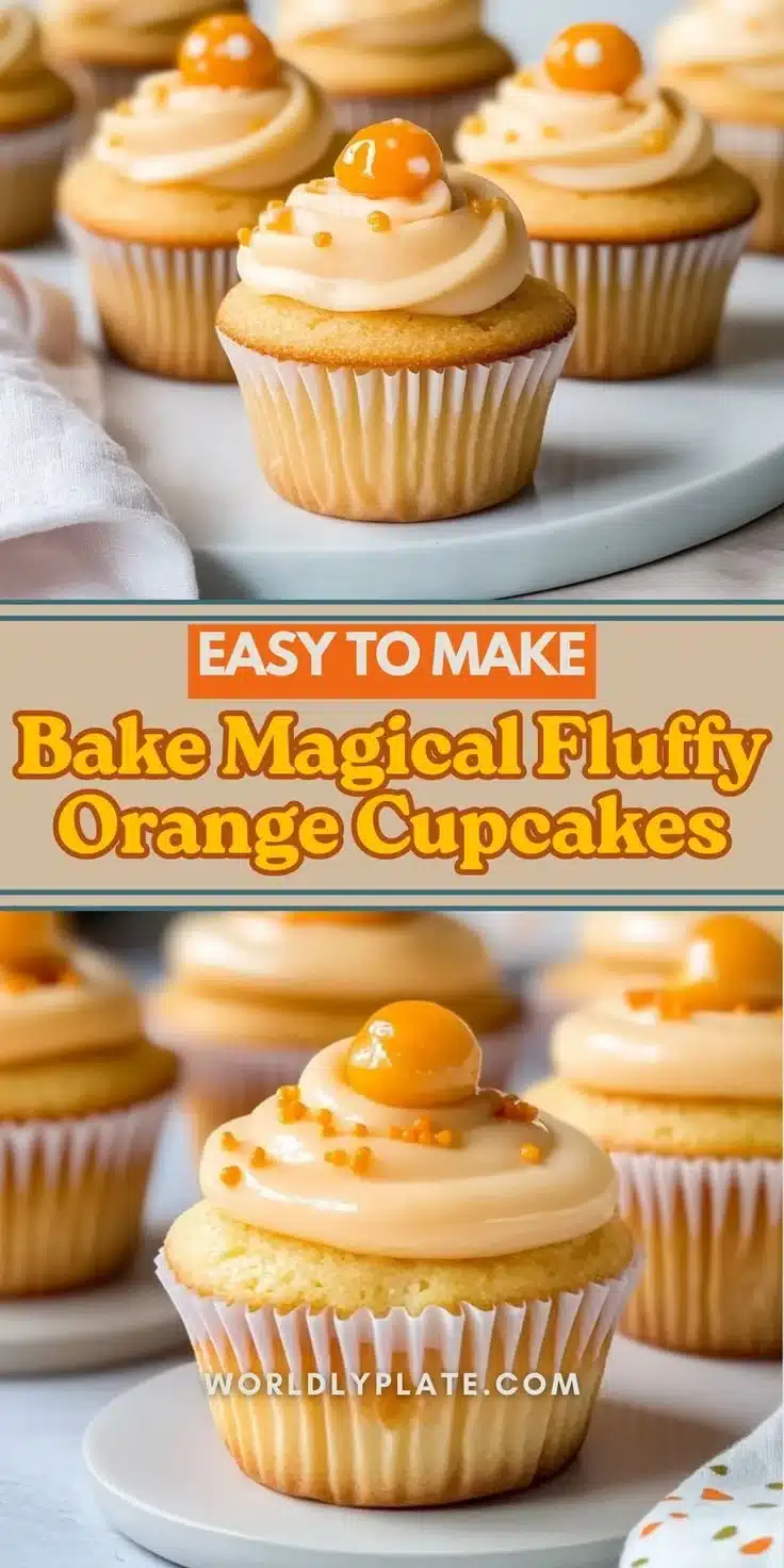 Fluffy orange cupcakes topped with creamy orange frosting and orange zest.