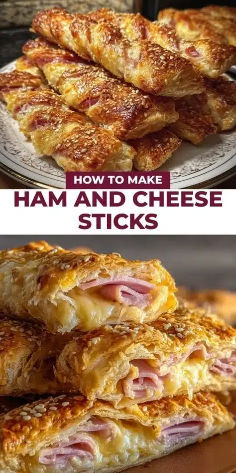 Delicious ham and cheese sticks served on a plate