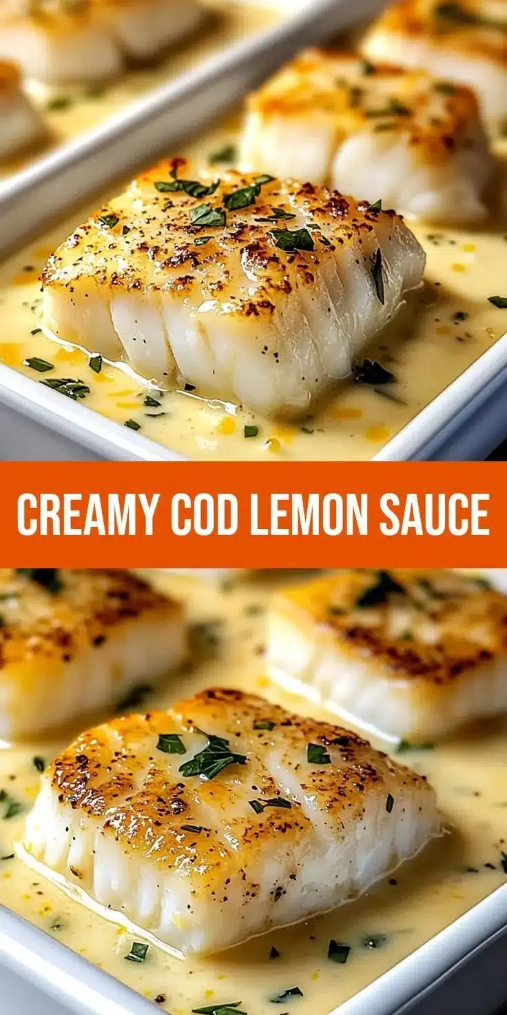 Irresistibly creamy cod in coconut cream and lemon sauce on a plate