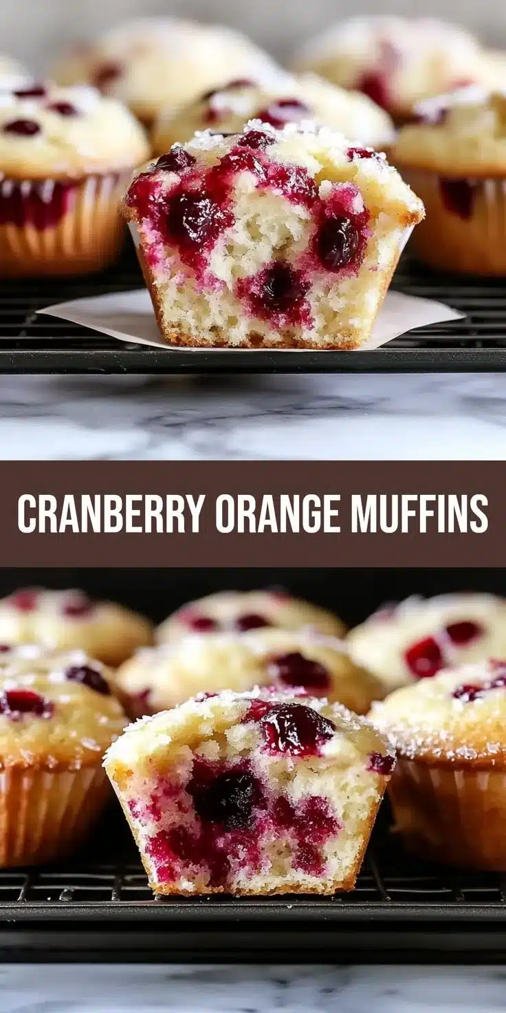 Freshly baked Christmas cranberry orange muffins on a cooling rack