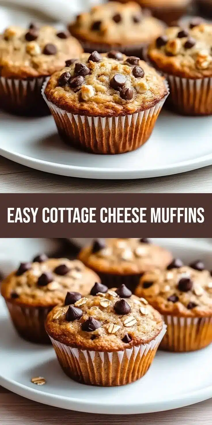 A stack of delicious cottage cheese oatmeal muffins on a wooden table