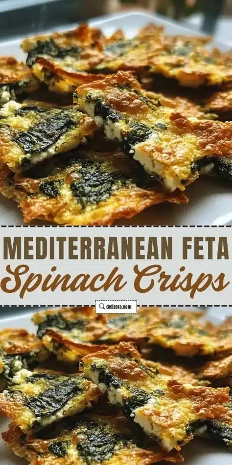 Mediterranean spinach and feta cheese crisps served on a plate