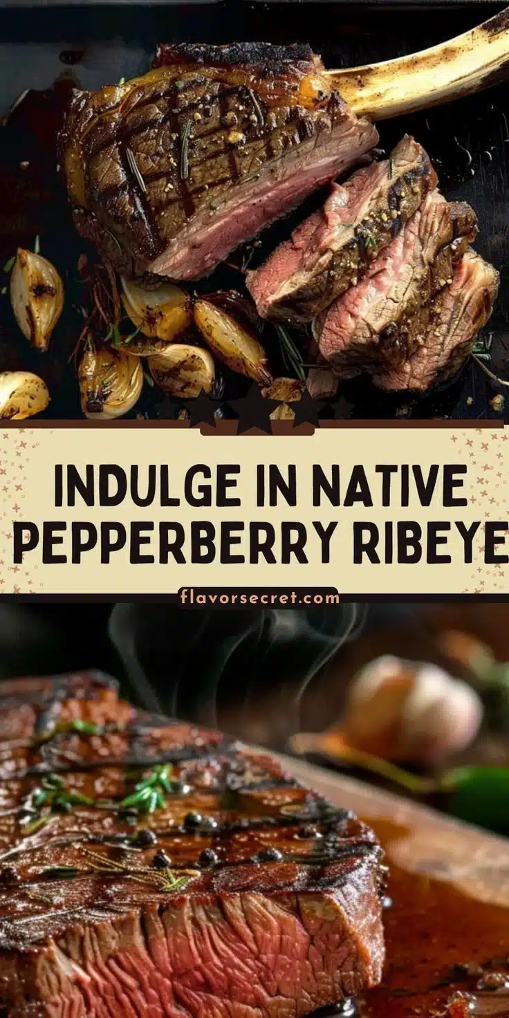 Native Pepperberry Rubbed Ribeye steak with spices on a plate