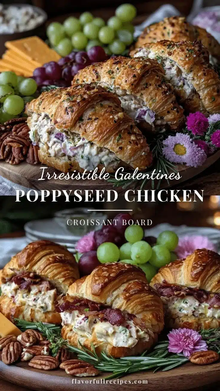 Poppyseed chicken croissant board perfect for Galentine's Day celebration