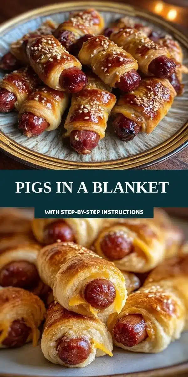 Delicious pigs in a blanket appetizer on a platter
