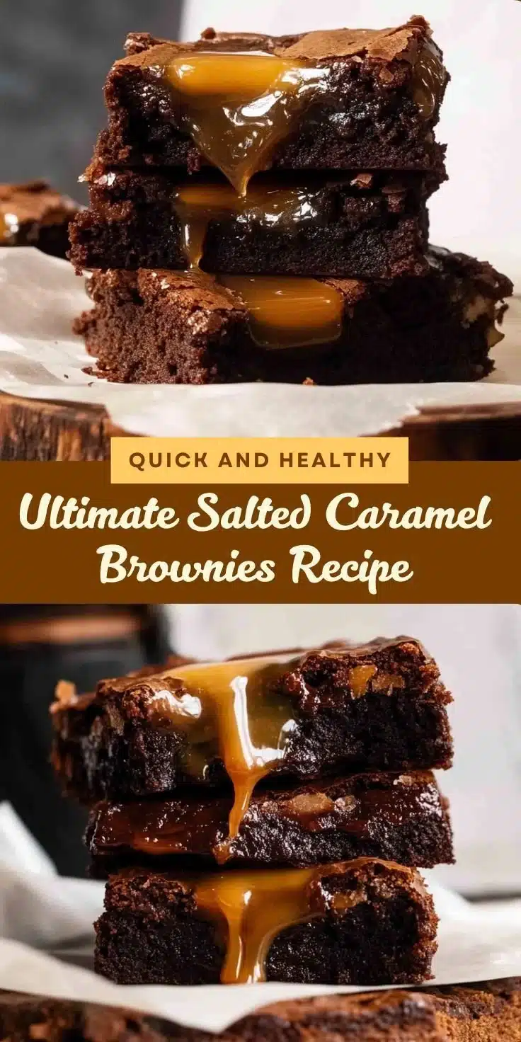Delicious salted caramel brownies topped with sea salt