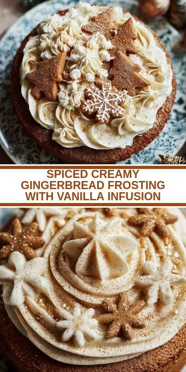 Delicious spiced creamy gingerbread frosting with vanilla infusion on gingerbread cookies.