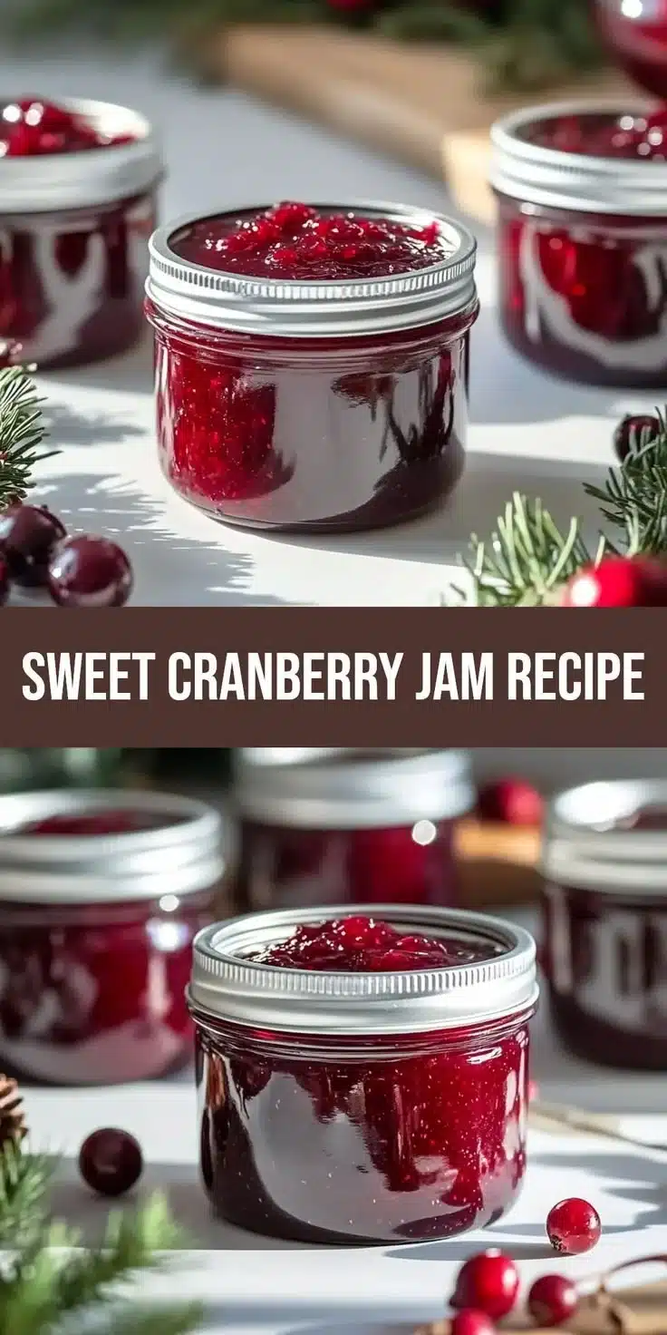 Sweet Christmas Cranberry Jam jar with festive decorations