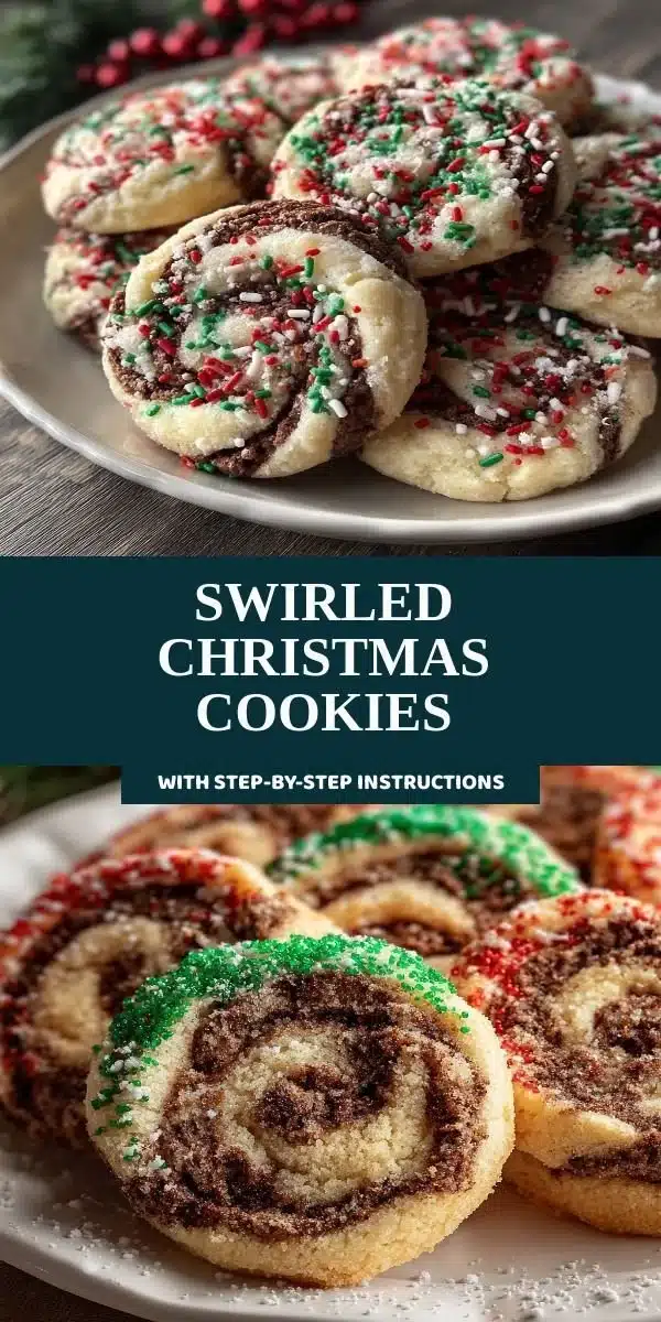 Delicious swirled Christmas cookies decorated for the holidays