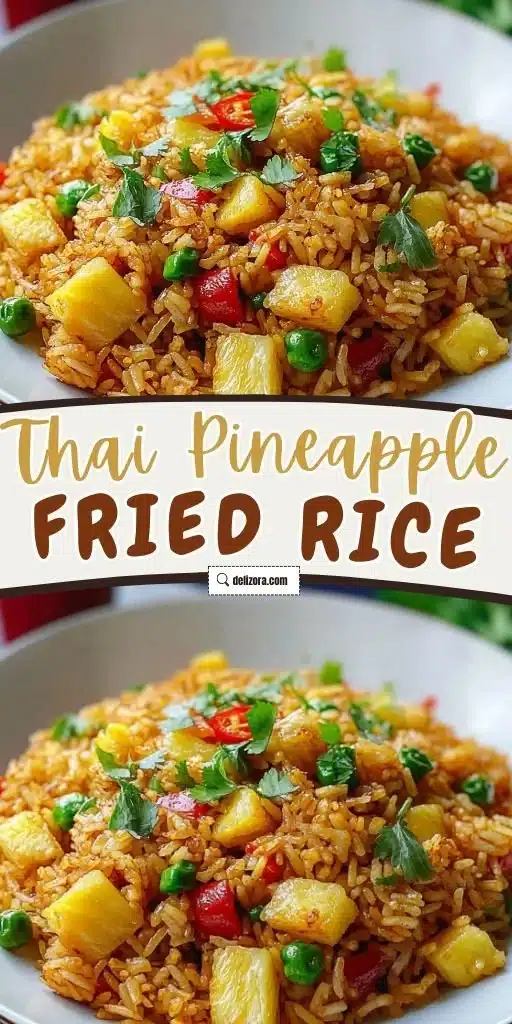 Delicious Thai Pineapple Fried Rice served in a pineapple shell